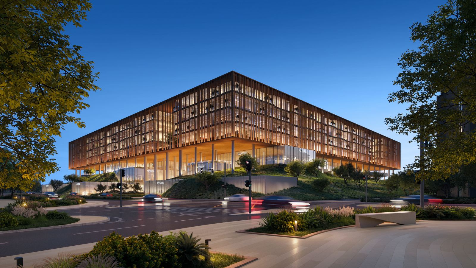 The Yards Plaza — Фасад вечером